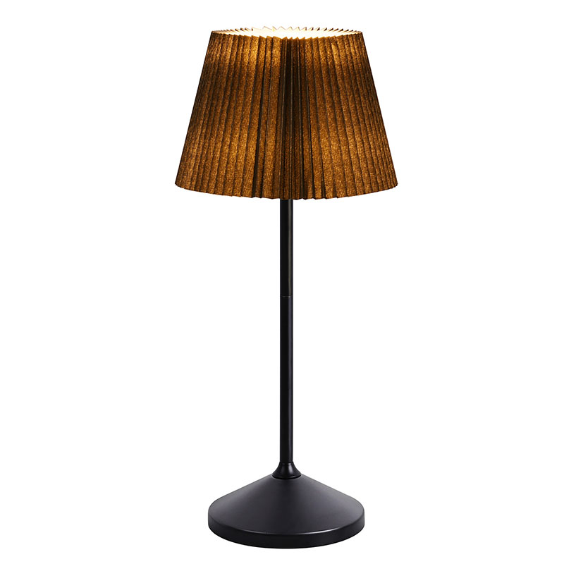 Čierna LED stolná lampa s látkovým tienidlom