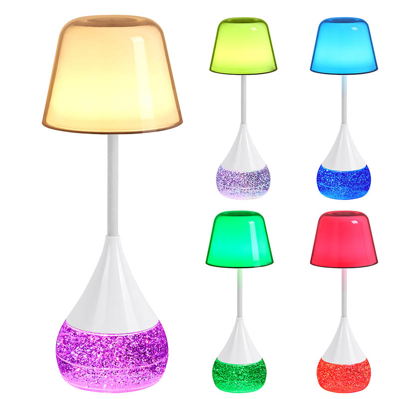 Elegancia a inovácia LED Desk Lamp s trblietavou základňou RGB