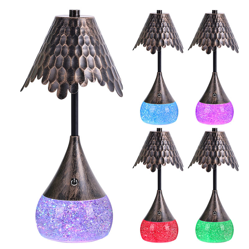 Retor tieň LED Desk Lamp s RGB Glitter Base