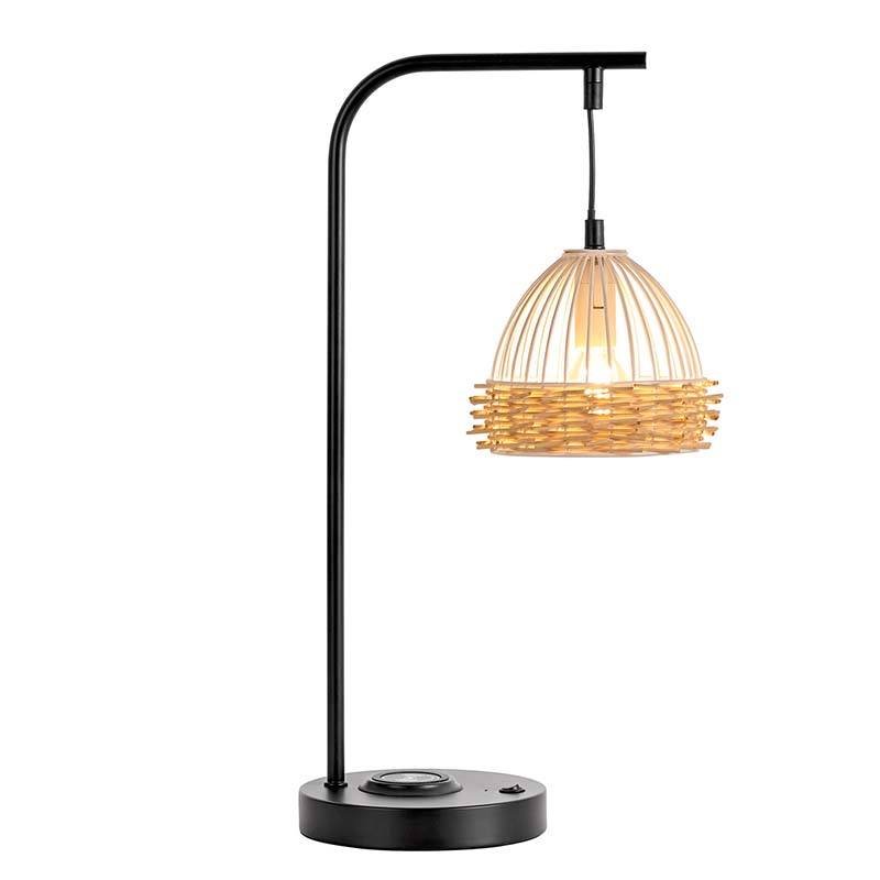 Stolná lampa s bambusovým tienidlom