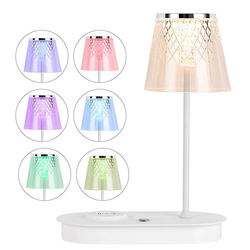 Priehľadná odtieňa LED Desk Light s bezdrôtovou nabíjačkou